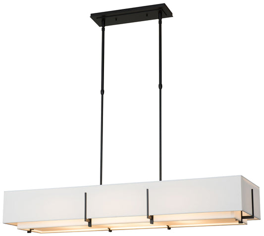 Exos Rectangular Pendant - Black Finish - Natural Shades - Standard Height