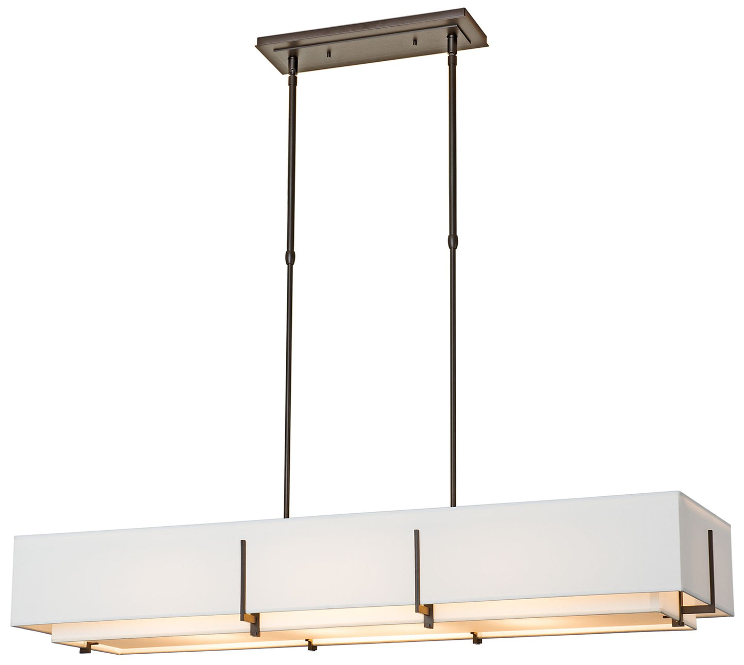 Exos Rectangular Pendant - Smoke Finish - Natural Shades - Standard Height