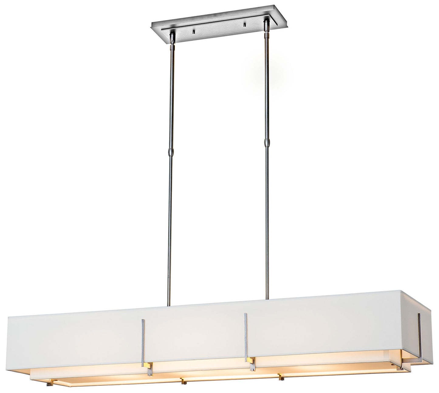 Exos Rectangular Pendant - Sterling - Natural Shades - Standard Height