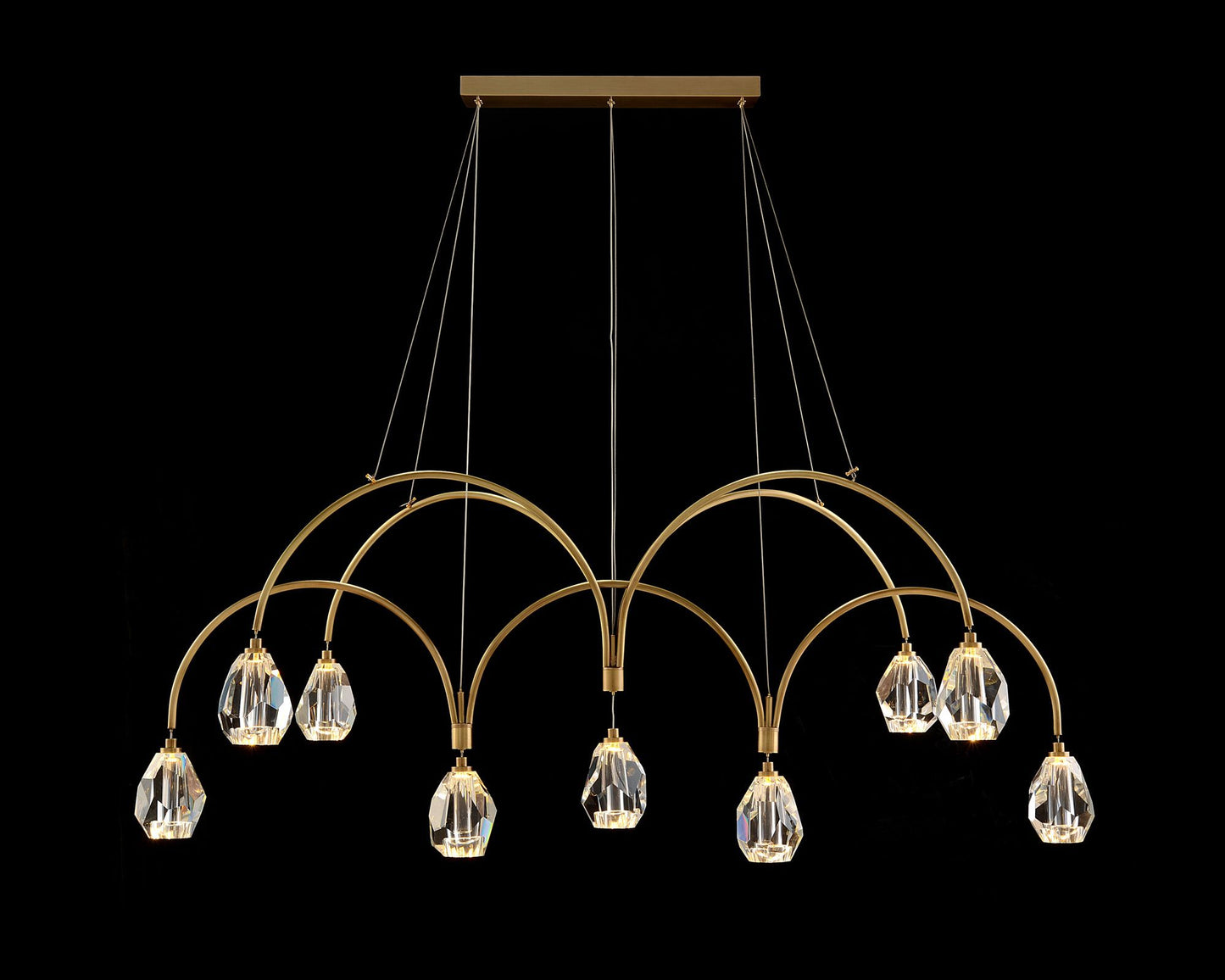 Faceted Cut Crystal 62" Wide Brass 9-Light LED Chandelier