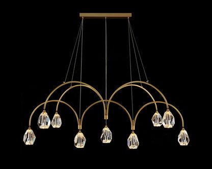 Faceted Cut Crystal 62" Wide Brass 9-Light LED Chandelier