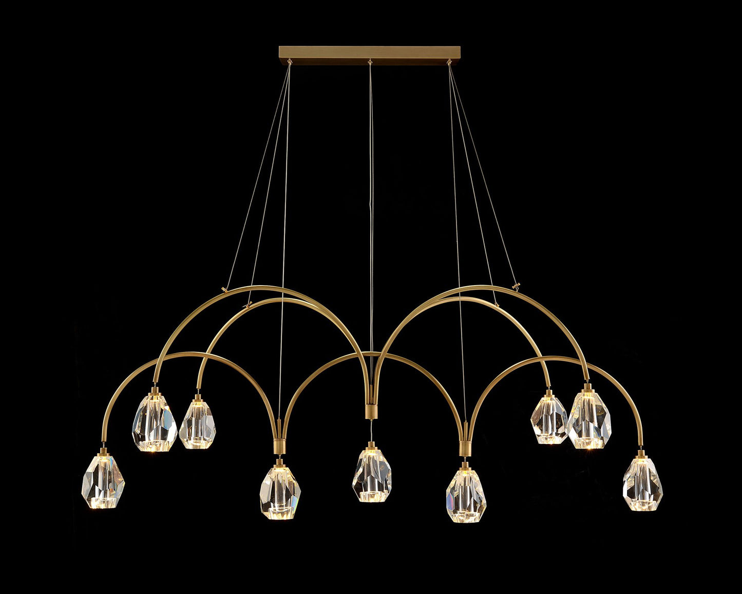 Faceted Cut Crystal 75" Wide Brass 12-Light LED Chandelier