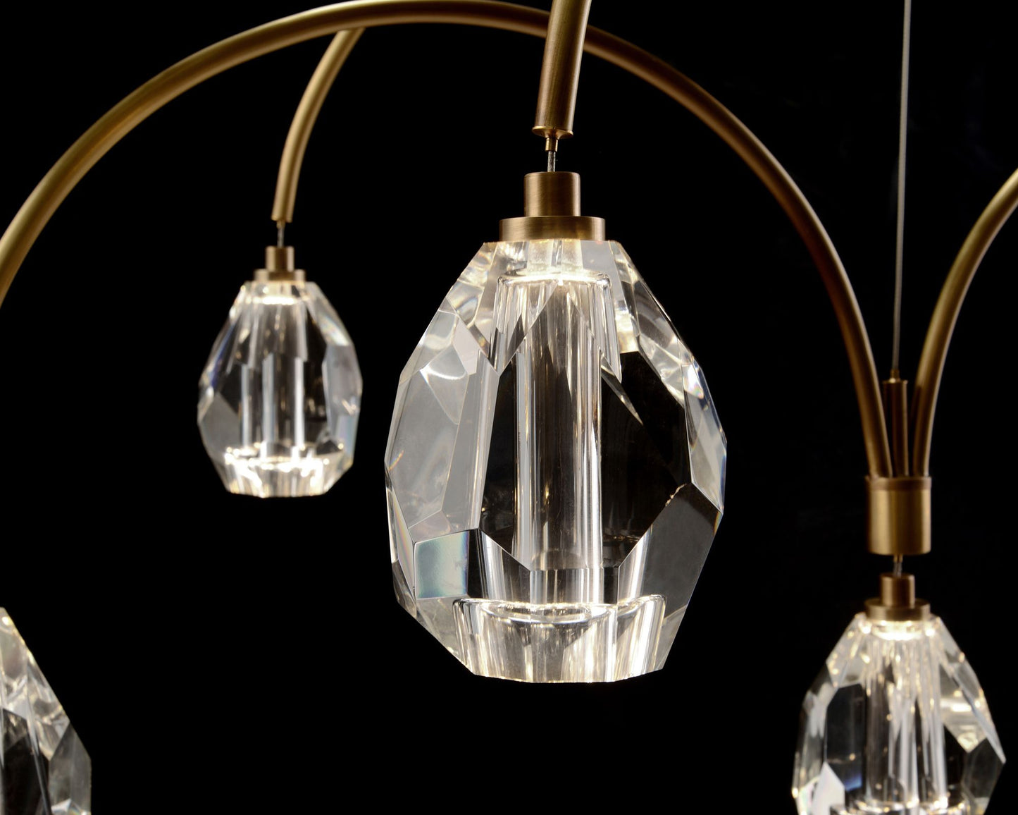 Faceted Cut Crystal 62" Wide Brass 9-Light LED Chandelier