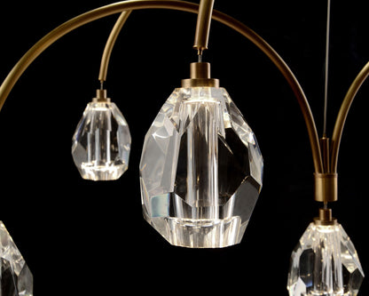 Faceted Cut Crystal 62" Wide Brass 9-Light LED Chandelier