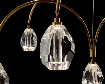 Faceted Cut Crystal 75" Wide Brass 12-Light LED Chandelier