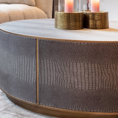 Faux Leather Round Coffee Table