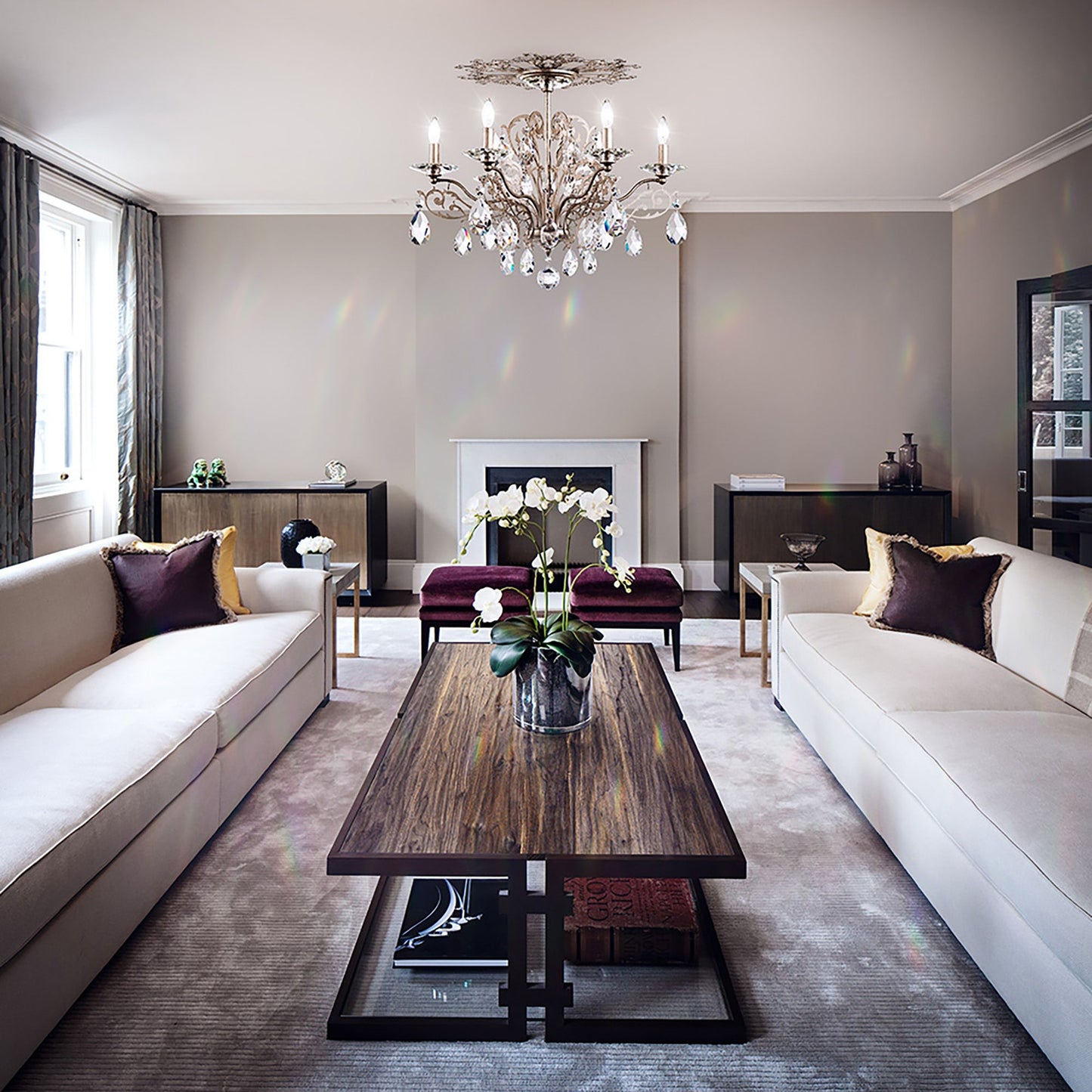 Filigrae 18.5"H x 23"W 6-Light Crystal Semi-Flush Mount in Heirlo