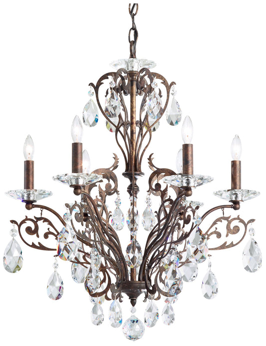 Filigrae 26"H x 22.5"W 6-Light Crystal Chandelier in Heirloom Bro