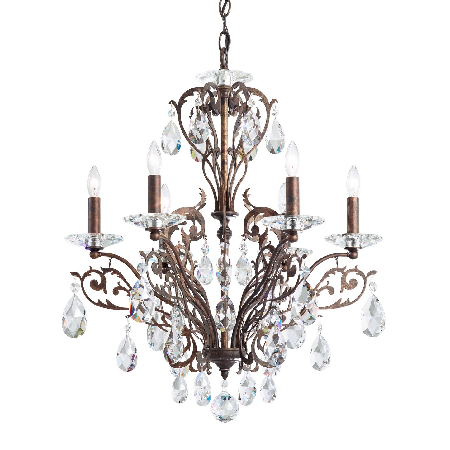 Filigrae 26"H x 22.5"W 6-Light Crystal Chandelier in Heirloom Bro