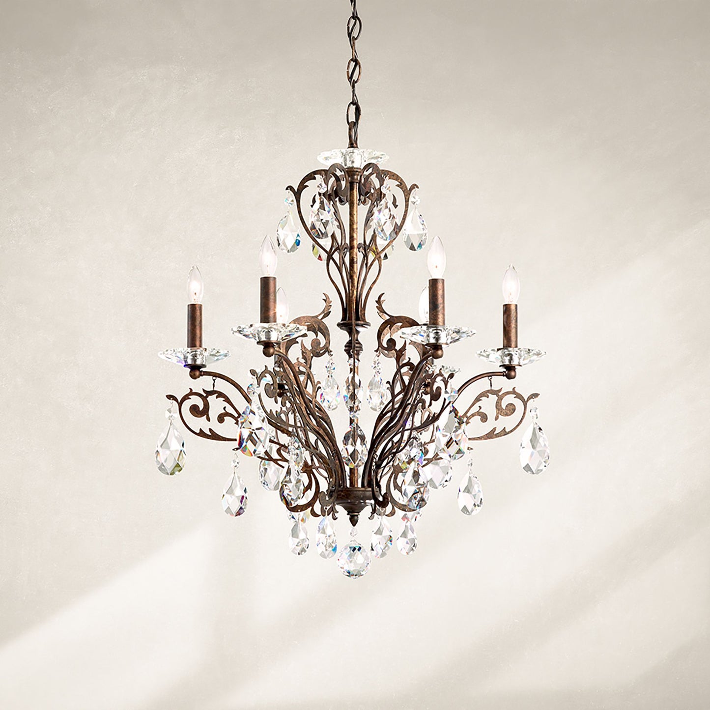 Filigrae 26"H x 22.5"W 6-Light Crystal Chandelier in Heirloom Bro