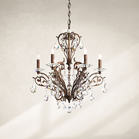 Filigrae 26"H x 22.5"W 6-Light Crystal Chandelier in Heirloom Bro
