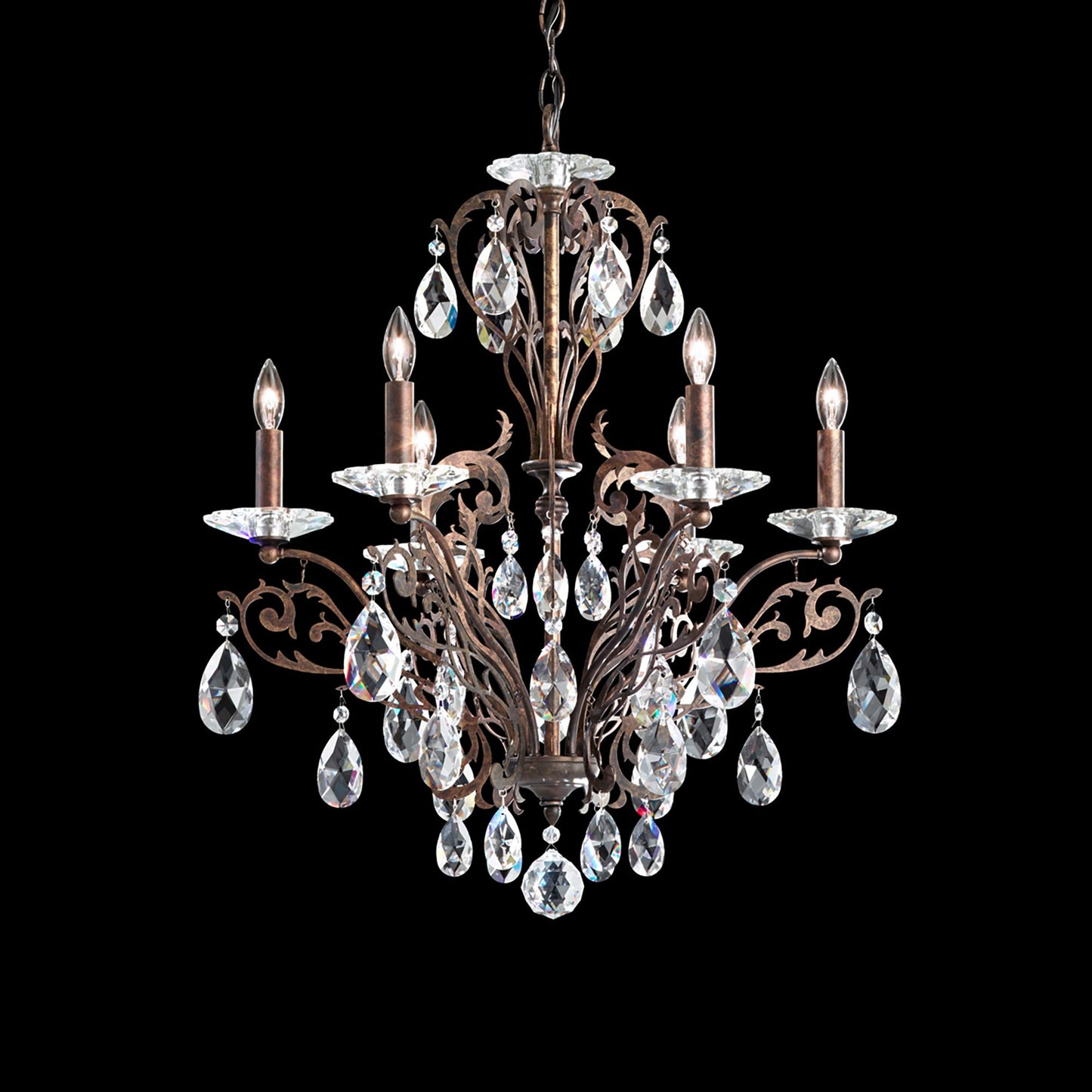 Filigrae 26"H x 22.5"W 6-Light Crystal Chandelier in Heirloom Bro