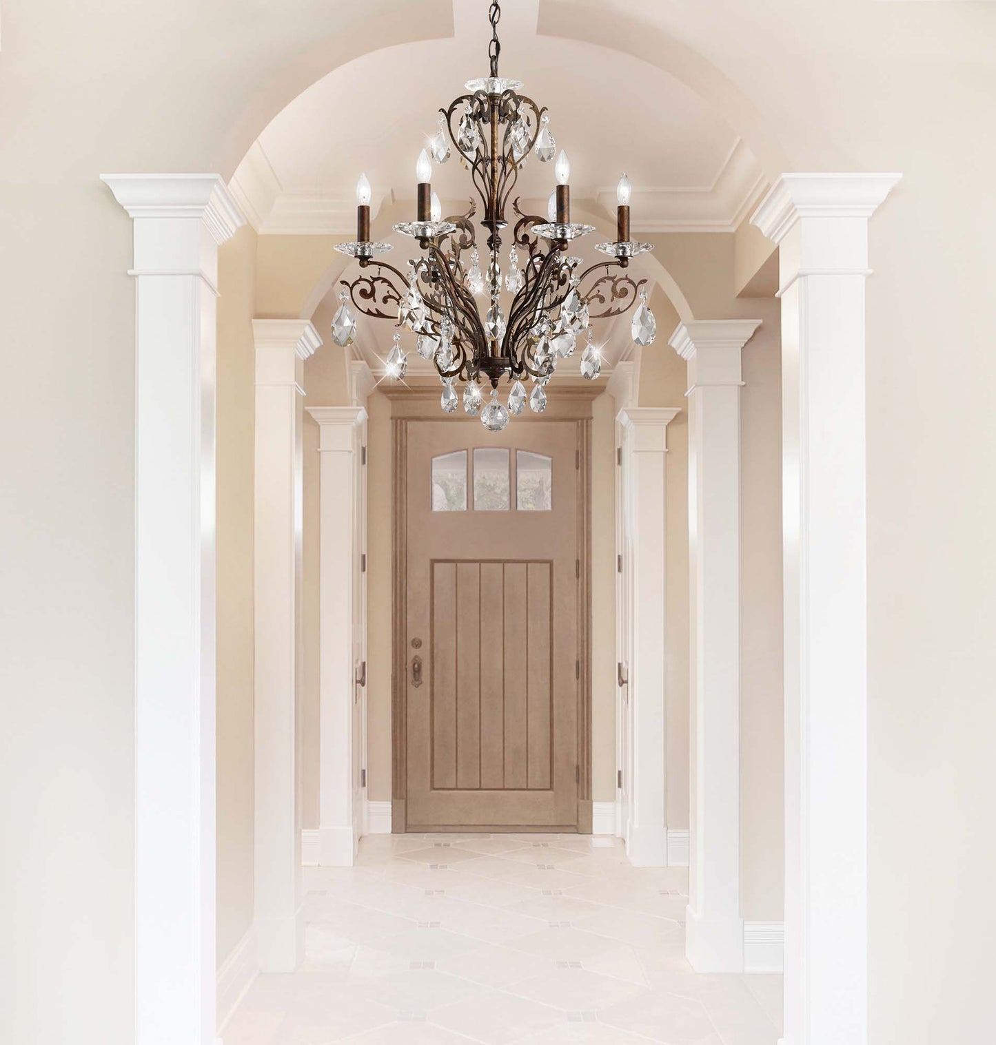 Filigrae 26"H x 22.5"W 6-Light Crystal Chandelier in Heirloom Bro