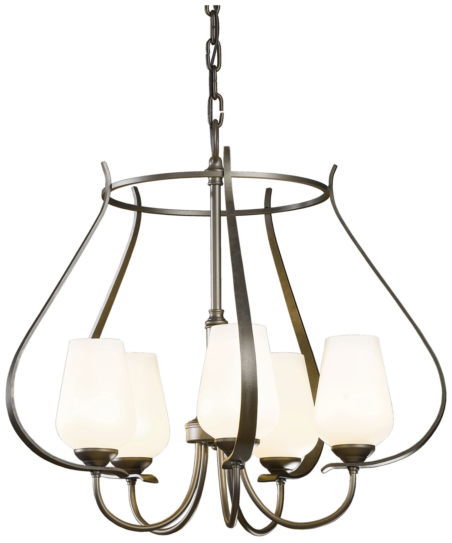 Flora 5 Arm Round Chandelier - Dark Smoke Finish - Opal Glass