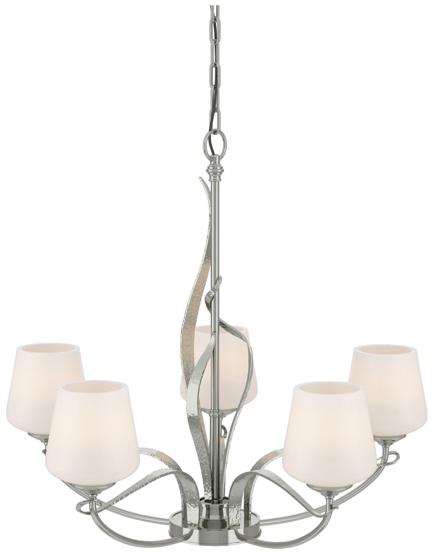 Flora Sterling 5 Arm Chandelier With Opal Glass