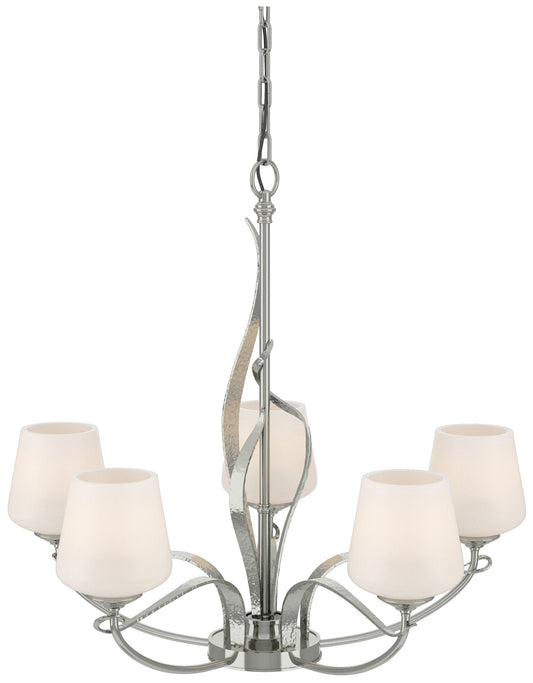 Flora Sterling 5 Arm Chandelier With Opal Glass