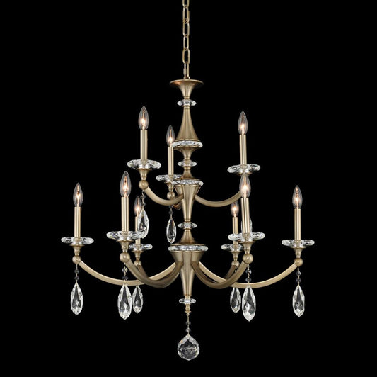 Floridia 30 1/2"W Champagne Gold 9-Light 2-Tier Chandelier