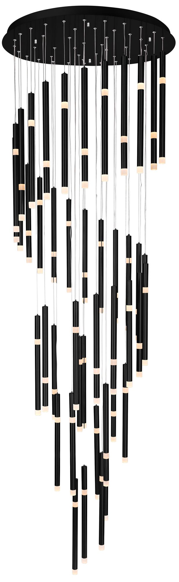 Flute 54 Light LED Chandelier With Black Finish