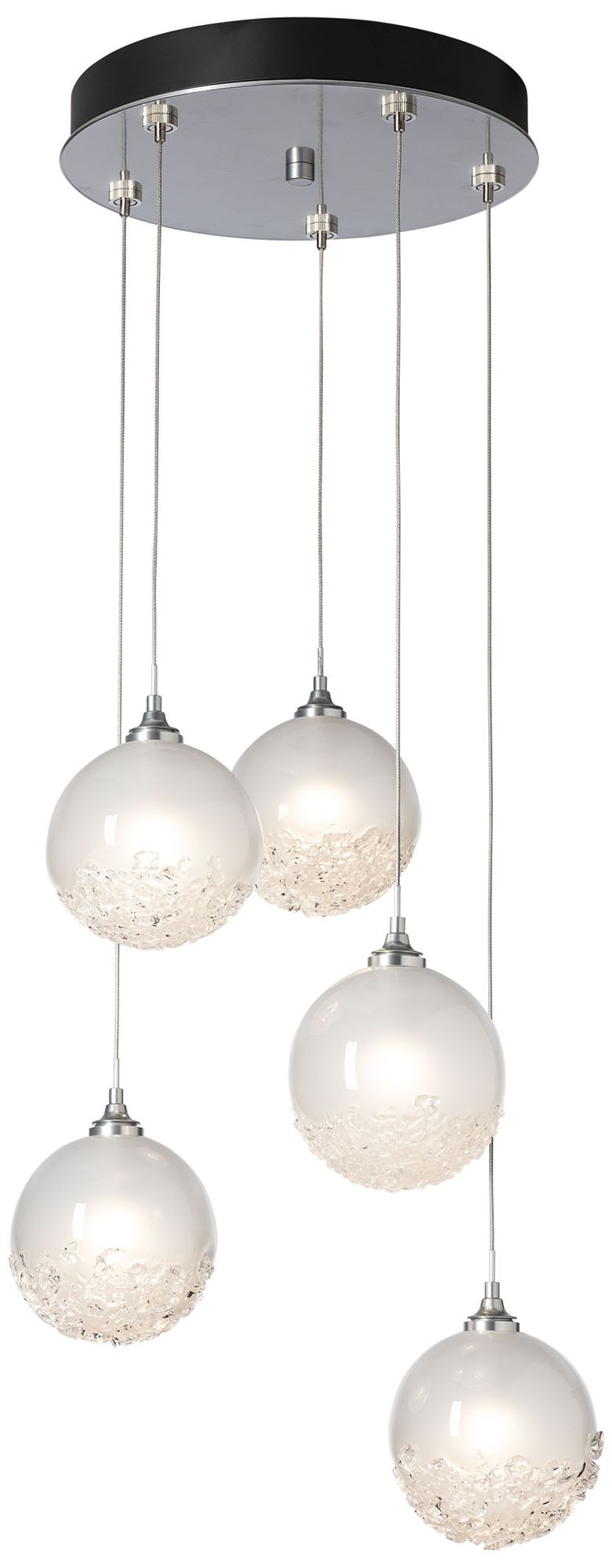 Fritz 15.4" Wide 5-Light Sterling Globe Pendant With Frosted Glass