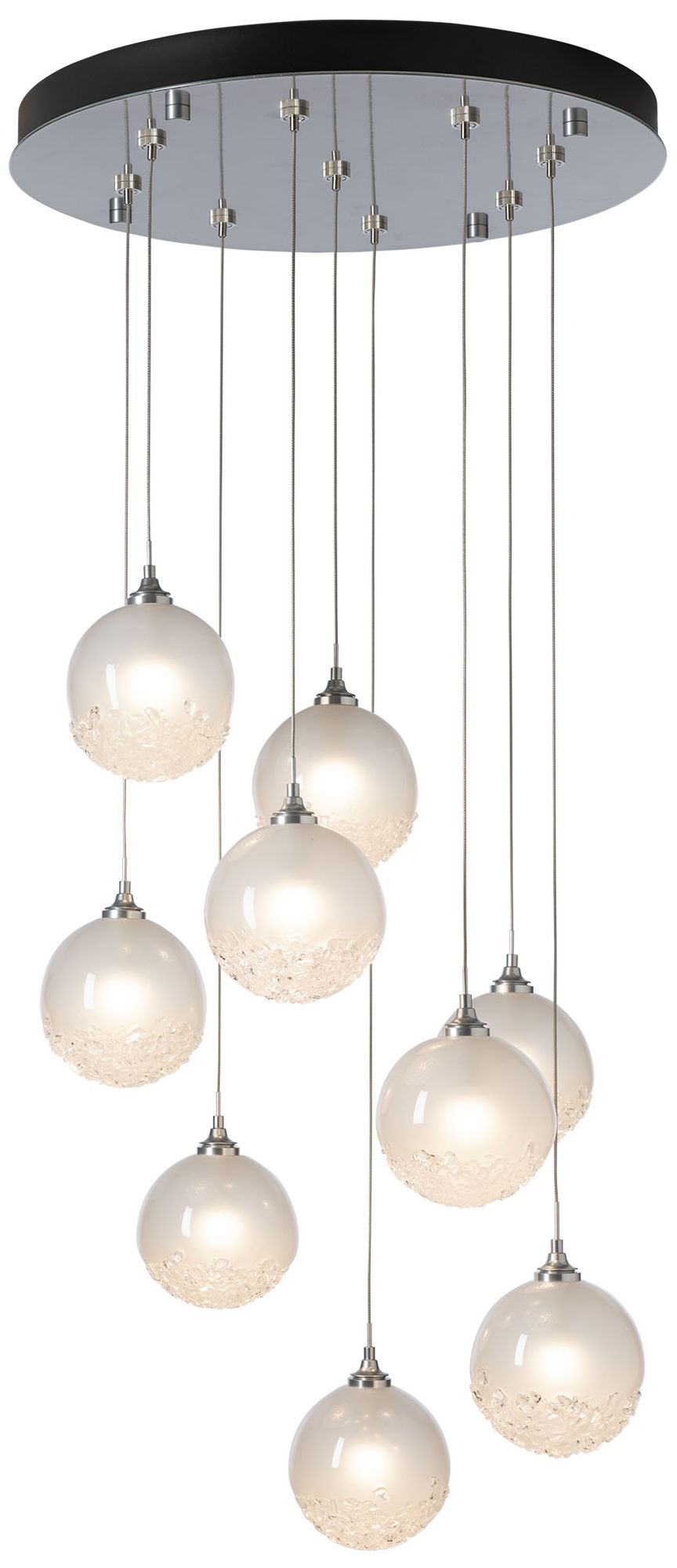 Fritz 20.5" Wide 9-Light Sterling Globe Pendant With Frosted Glass