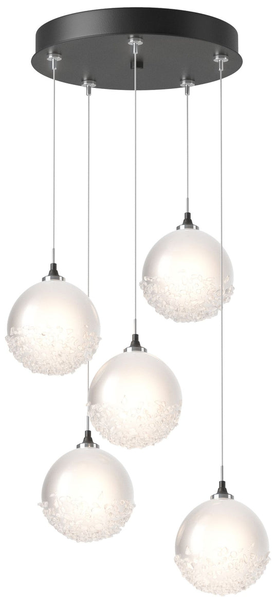 Fritz Globe 15.4" Wide 5-Light Black Long Pendant With Frosted Glass S