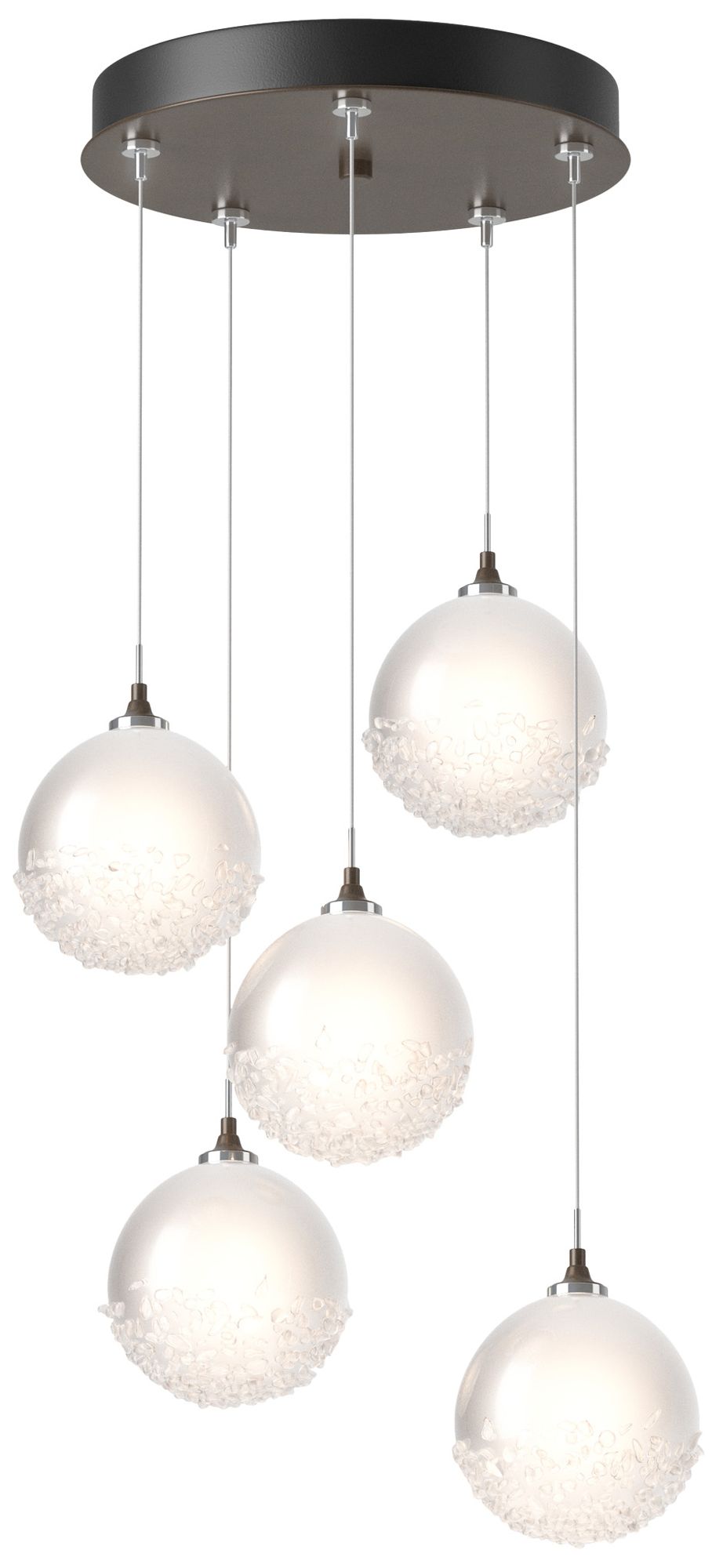 Fritz Globe 15.4" Wide 5-Light Bronze Long Pendant With Frosted Glass