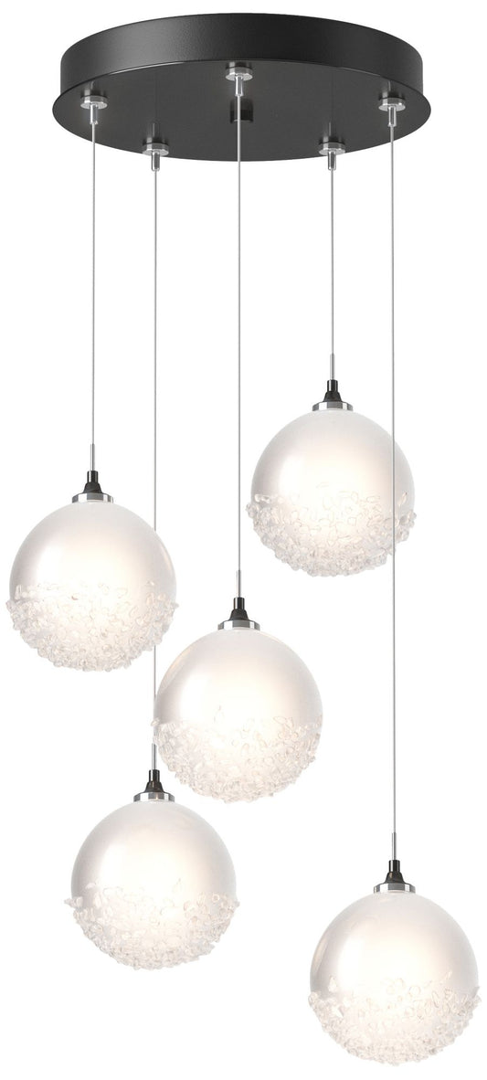 Fritz Globe 15.4" Wide 5-Light Ink Long Pendant With Frosted Glass Sha