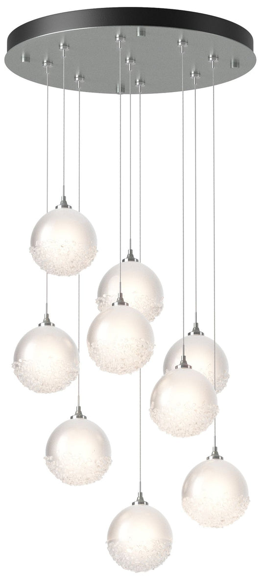 Fritz Globe 20.5"W 9-Light Platinum Standard Pendant w/ Frosted Shade