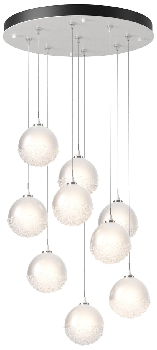 Fritz Globe 20.5"W 9-Light White Standard Pendant w/ Frosted Glass Sha