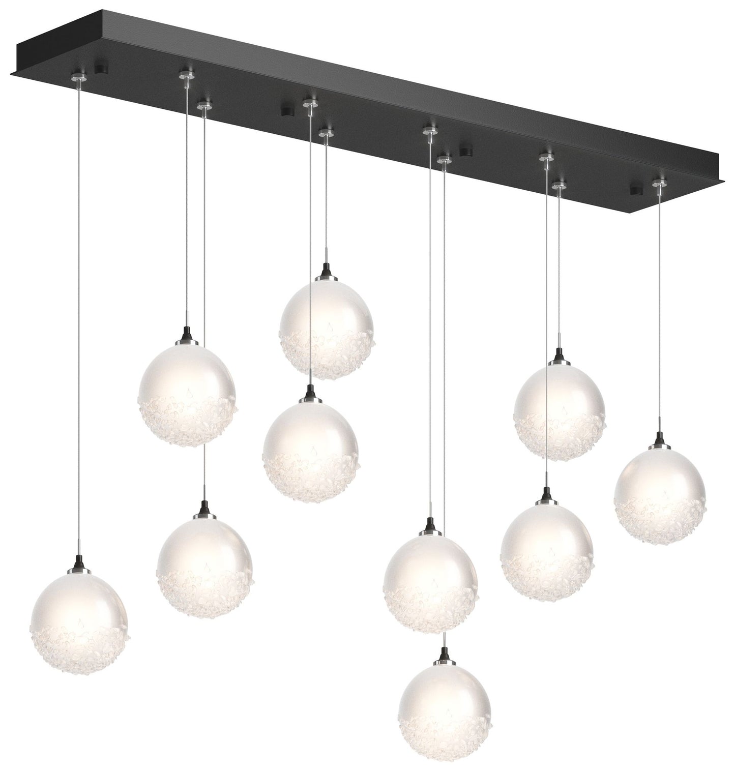 Fritz Globe 9.4" Wide 10-Light Black Long Pendant With Frosted Glass S