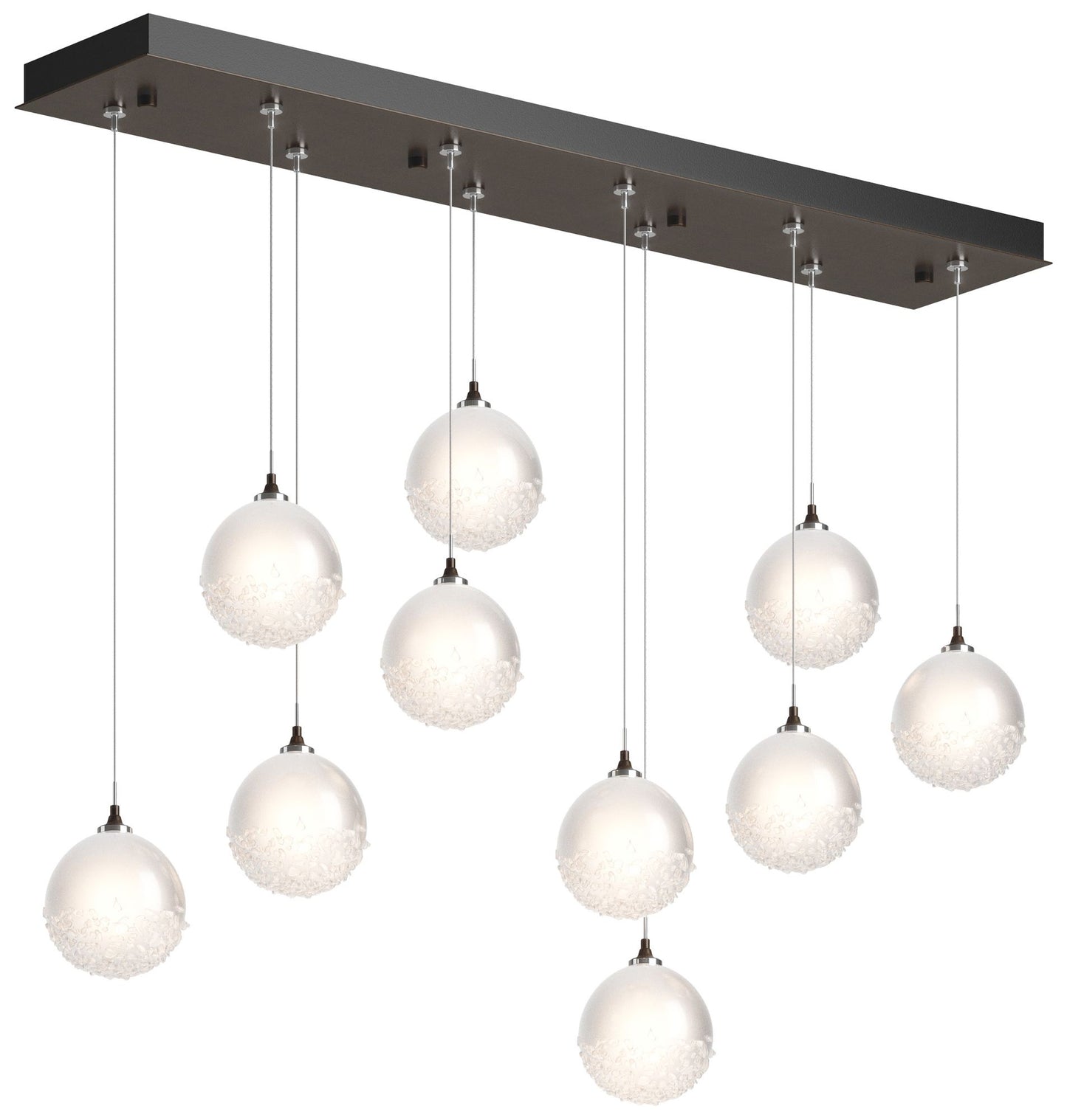 Fritz Globe 9.4" Wide 10-Light Bronze Long Pendant With Frosted Glass