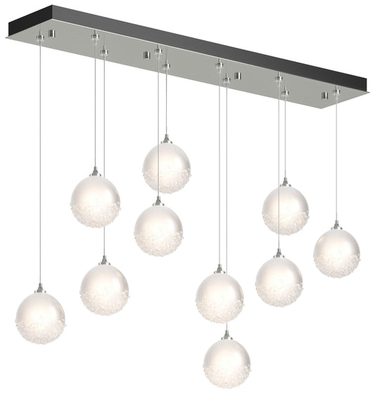 Fritz Globe 9.4" Wide 10-Light Sterling Long Pendant w/ Frosted Glass