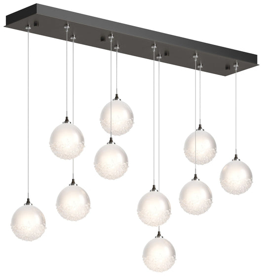 Fritz Globe 9.4"W 10-Light Dark Smoke Long Pendant w/ Frosted Glass Sh