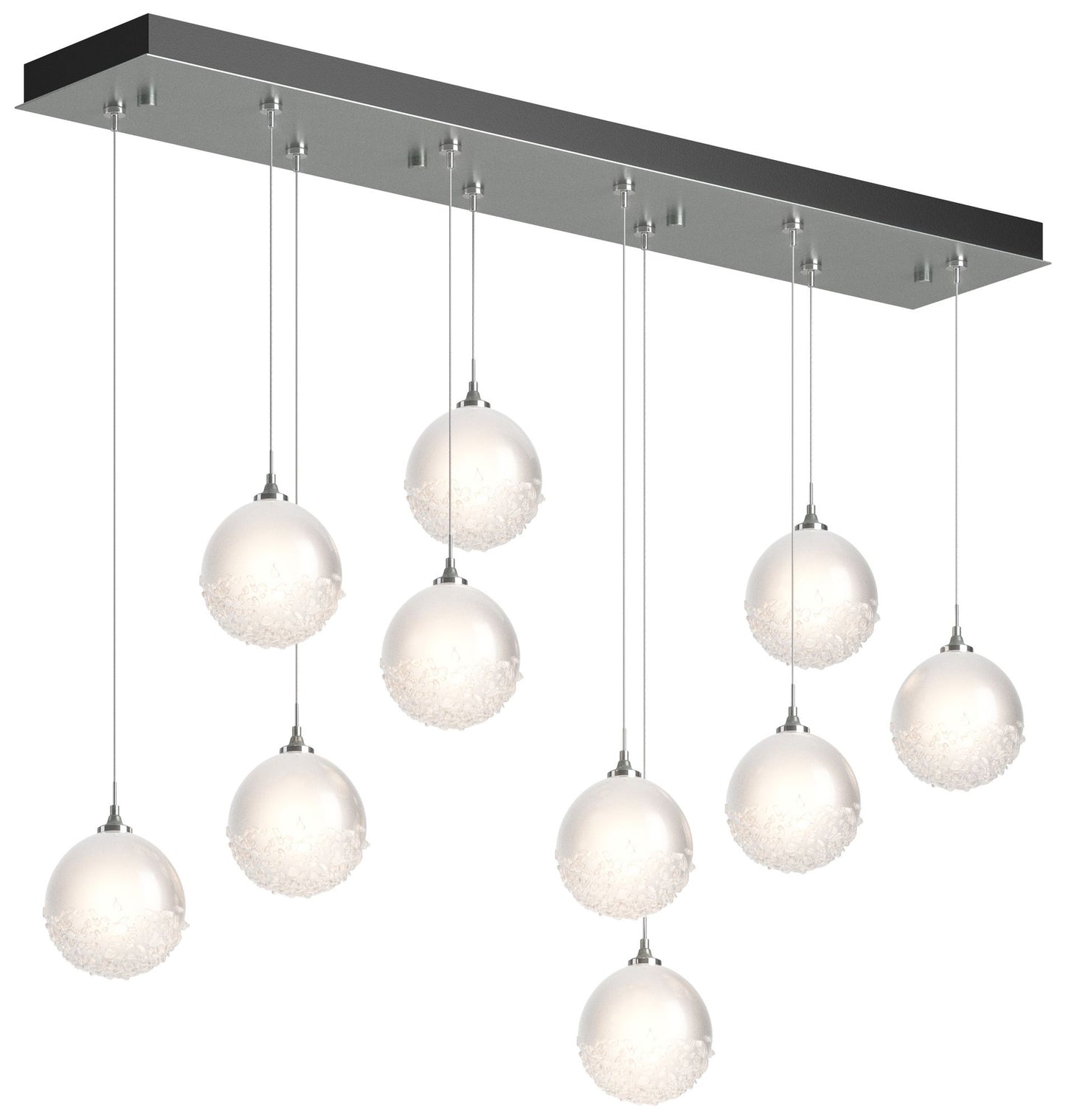 Fritz Globe 9.4"W 10-Light Platinum Standard Pendant w/ Frosted Shade