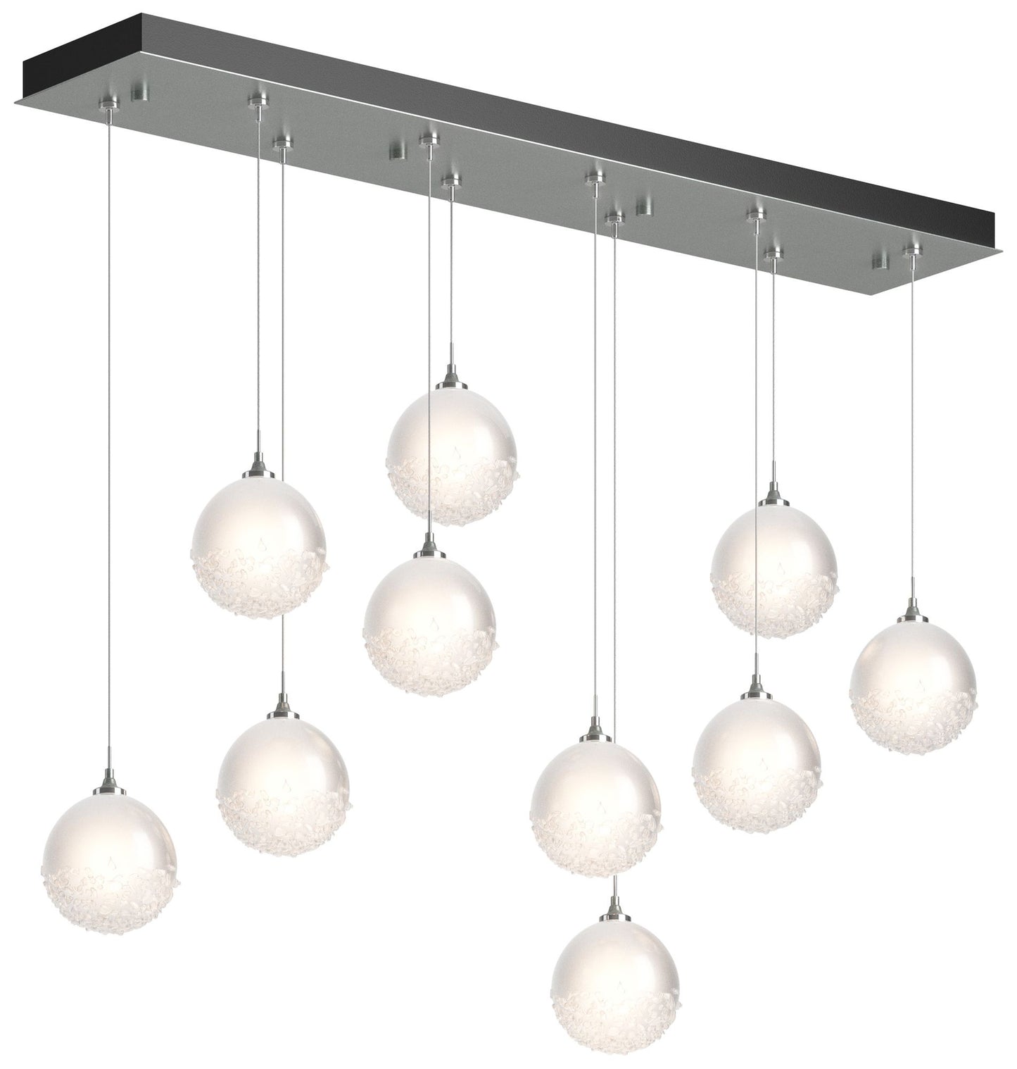 Fritz Globe 9.4"W 10-Light Vintage Platinum Long Pendant w/ Frosted Sh