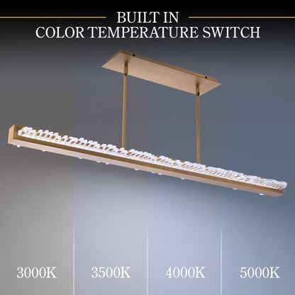 Frozen 2"H x 47.25"W 1-Light Crystal Linear Pendant in Aged Brass