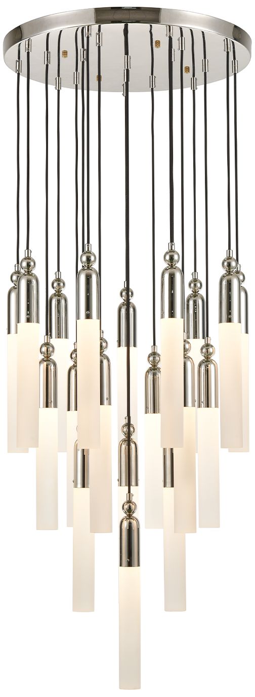 Fusion 19-Light 25 Inch Cylindrical Glass Polished Nickel Multi Pendant