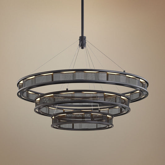 Fuze 39" Wide Modern Bronze 3-Tier LED Pendant Light