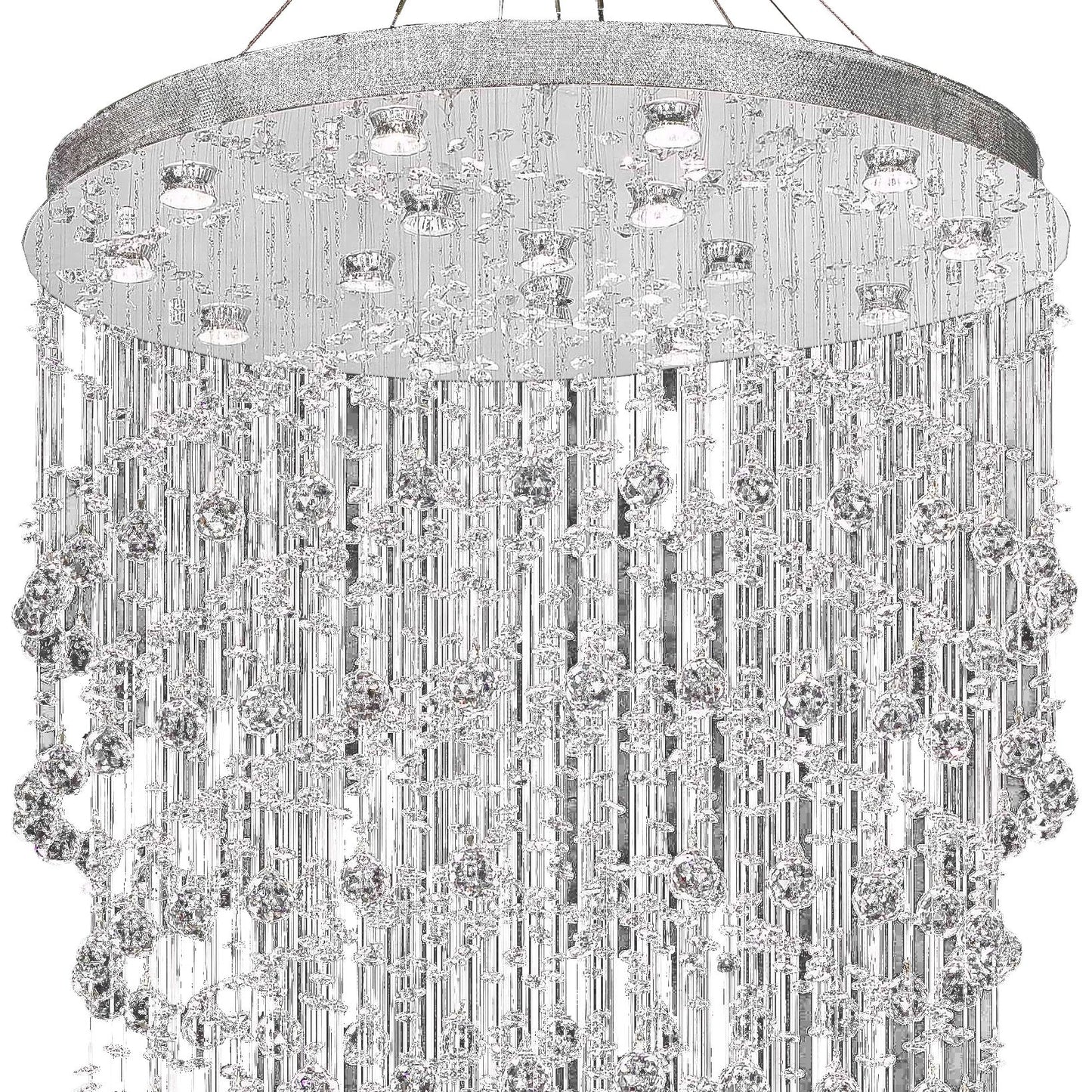 Galaxy 36" Wide Chrome and Crystal 16-Light Chandelier