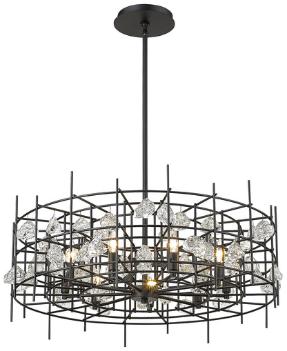 Garroway 32" Wide Matte Black 9-Light Chandelier