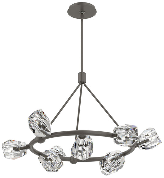 Gatsby 31.7" Wide 9-Light Crystal Dark Smoke Ring Pendant