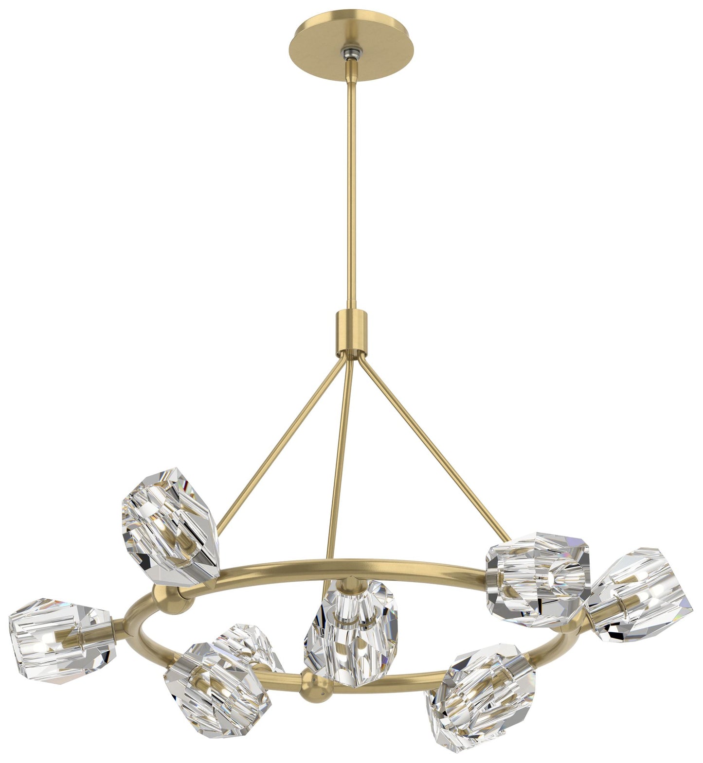 Gatsby 31.7" Wide 9-Light Crystal Modern Brass Ring Pendant