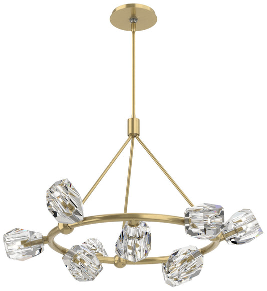 Gatsby 31.7" Wide 9-Light Crystal Modern Brass Ring Pendant