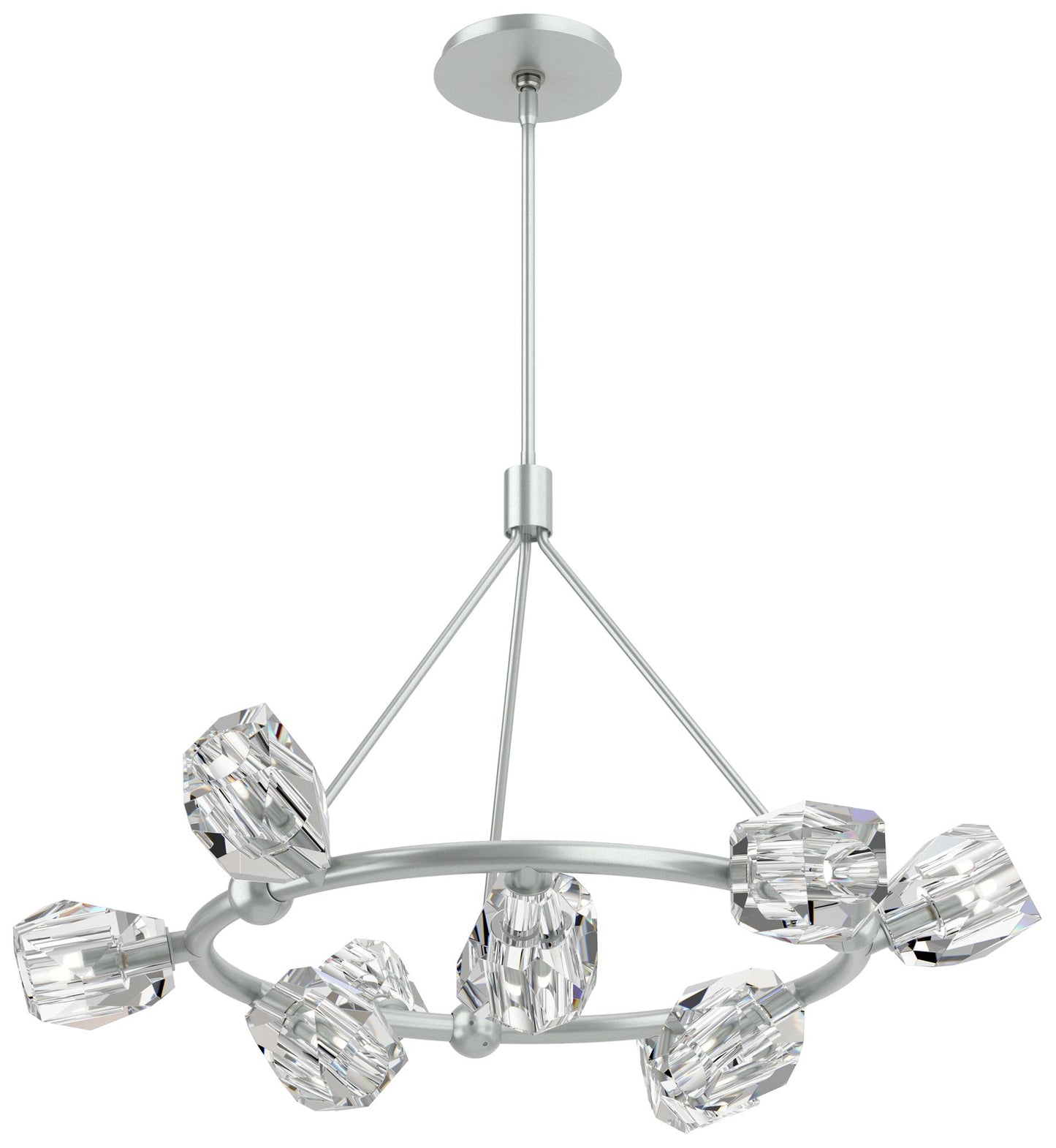 Gatsby 31.7" Wide 9-Light Crystal Vintage Platinum Ring Pendant