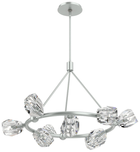 Gatsby 31.7" Wide 9-Light Crystal Vintage Platinum Ring Pendant