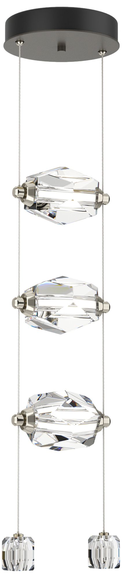 Gatsby 9.2" Wide 3-Light Crystal Dark Smoke Standard LED Pendant