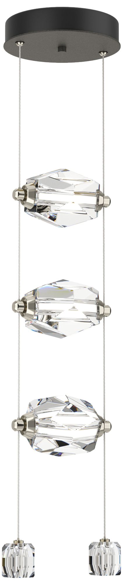 Gatsby 9.2" Wide 3-Light Crystal Natural Iron Standard LED Pendant