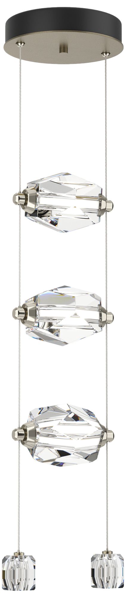 Gatsby 9.2" Wide 3-Light Crystal Soft Gold Standard LED Pendant