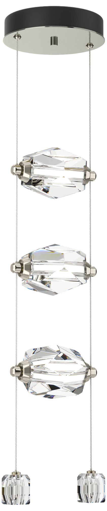 Gatsby 9.2" Wide 3-Light Crystal Sterling Standard LED Pendant