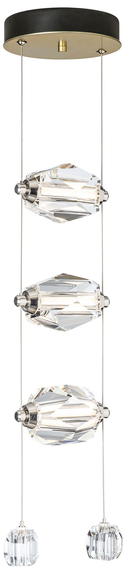 Gatsby 9.2" Wide 3-Light Modern Brass Crystal Pendant